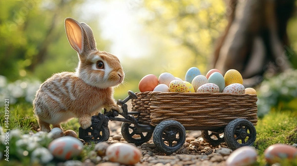 Fototapeta easter bunny and easter eggs