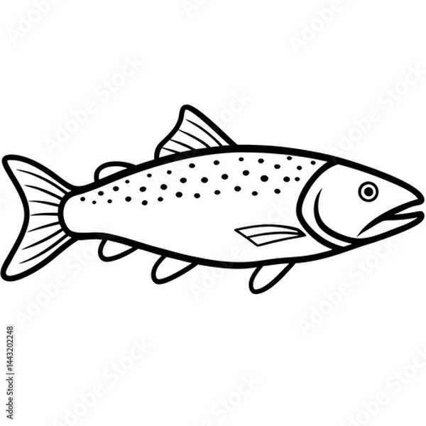 Fototapeta Minimalist Trout Line Art Vector