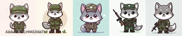 Fototapeta wolf vector in army uniform