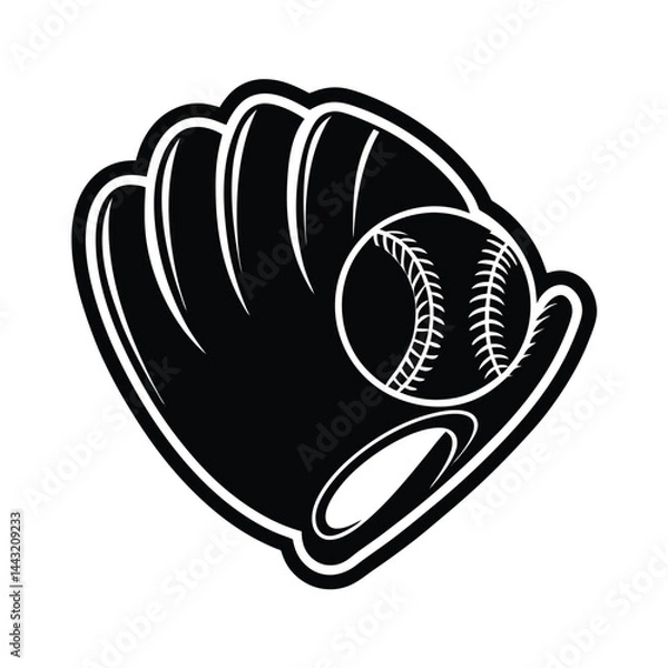 Fototapeta Vector illustration of a baseball cap and bat icon for design and branding