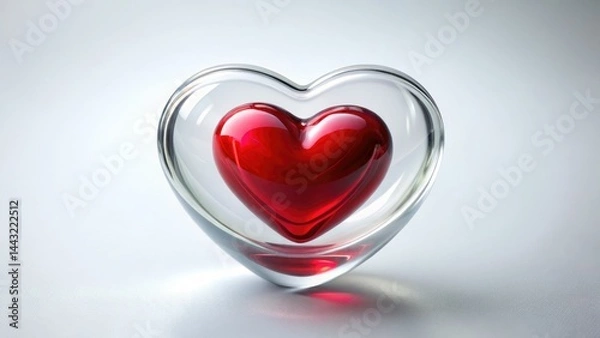 Fototapeta Surreal Glass Heart Photography: Shattered Dreams, Fragile Love, Crystal Heart, Heart in Glass Orb