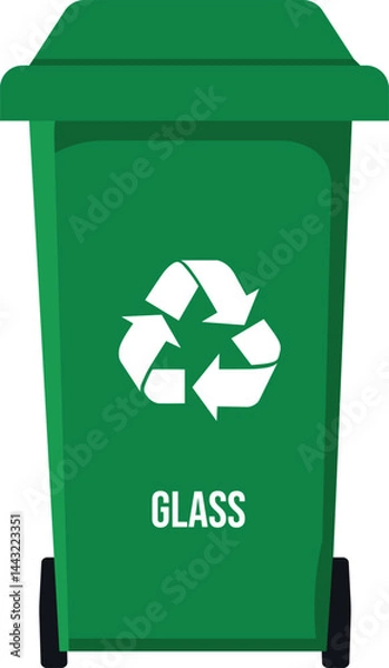 Fototapeta Glass trash can with lid and ecology sign