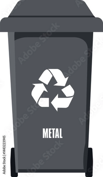 Fototapeta Metal waste can with lid and ecology sign