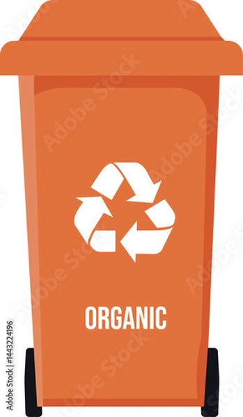 Fototapeta Organic trash can with lid and ecology sign