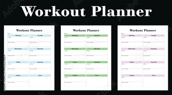 Obraz Workout Planner, interior, template, weekly, planner, Fitness,