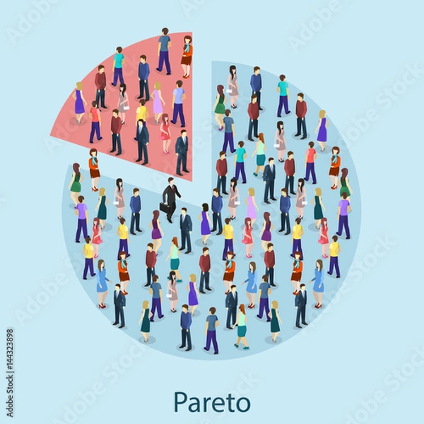 Obraz Isometric flat 3D isolated concept vector pareto principle