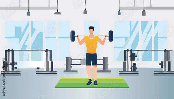 Fototapeta A men working out in gym