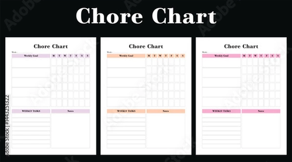 Obraz Chore Chart, weekly planner, interior, template,