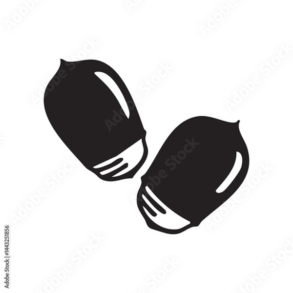 Obraz どんぐり　モノクロシルエットイラスト