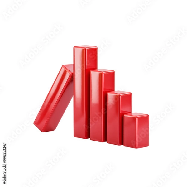 Obraz A series of red rectangular blocks arranged in ascending order, resembling a bar chart.