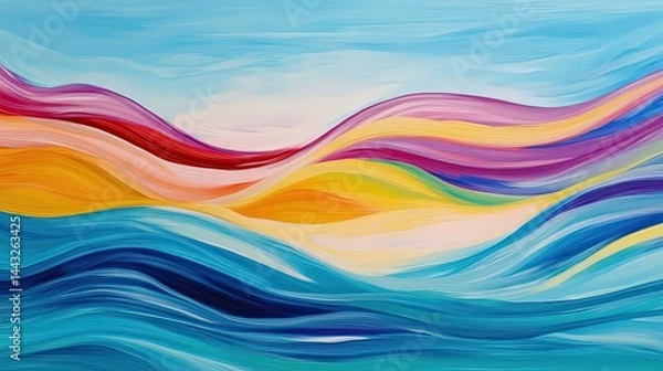 Fototapeta An abstract painting with vibrant and colorful streaks of paint ,swirls of multicolore marble,liquid marble texture