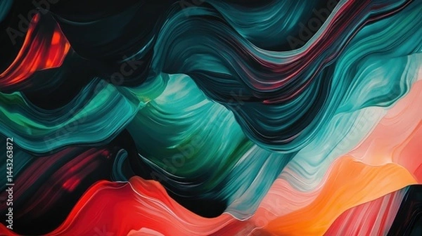Fototapeta Abstract colorful Metallic Wavy Background ,Liquid colors fluid gradients on black background
