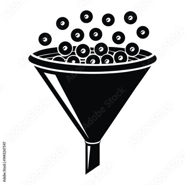 Obraz Funnel with coins pouring out on white background