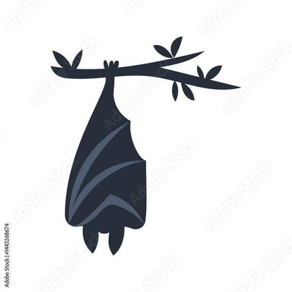 Fototapeta Large bat hanging upside down from tree branch