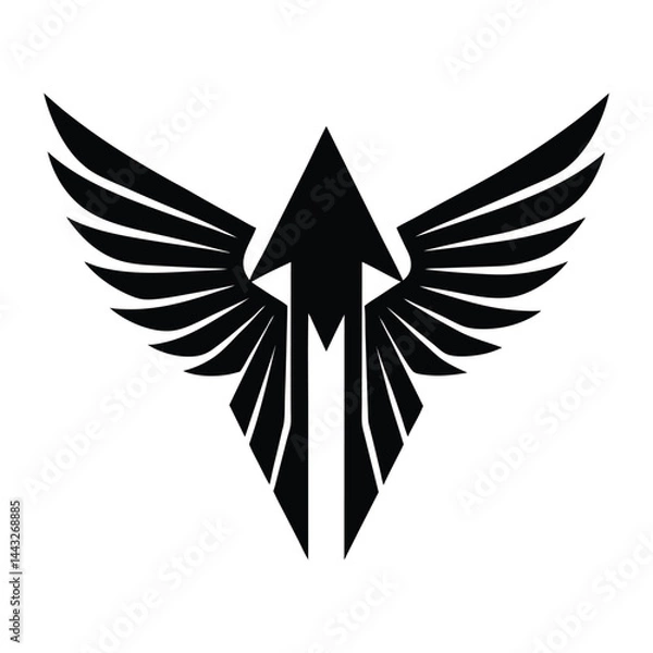 Obraz Digital wings forming upward arrow on white background