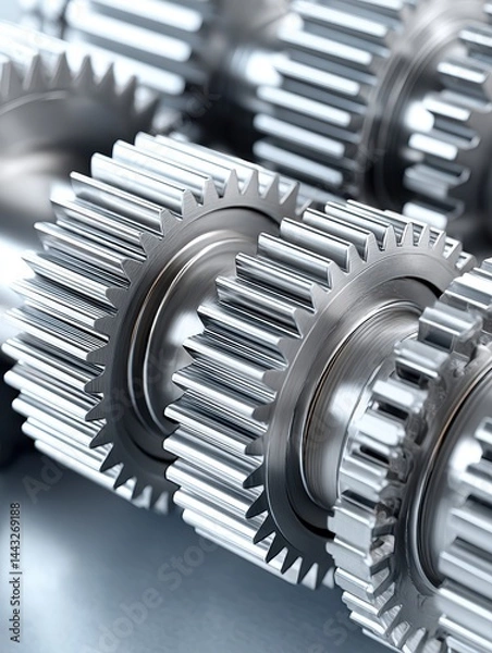 Fototapeta Interlocking gears seamlessly working together, demonstrating perfect synchronicity - industrial automation coordination