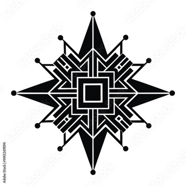 Obraz Compass pointer made of AI chips on white background