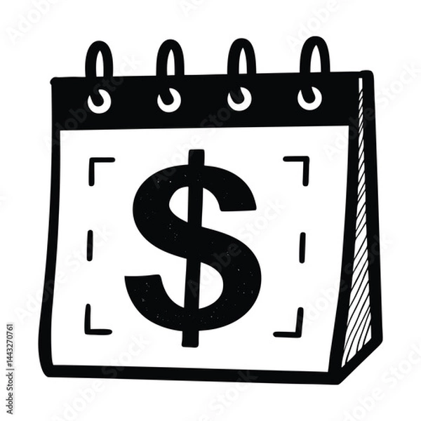 Obraz Calendar with dollar sign on white background