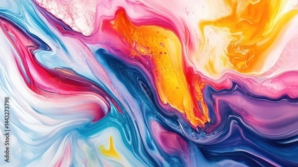Fototapeta Colorful abstract background with light and color effects, dreamlike composition, colorful explosions, swirls of multicolore marble,liquid marble texture