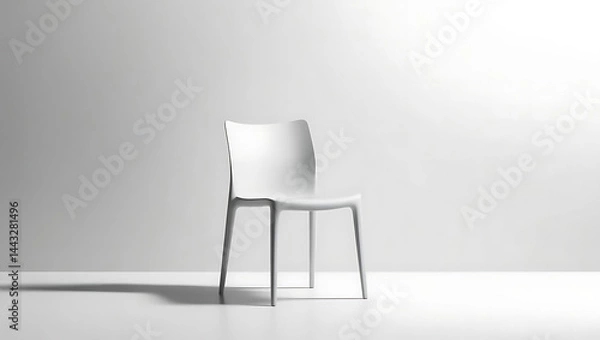 Obraz Minimalist White Chair on White Backdrop - Modern Furniture Design