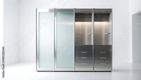 Obraz Modern Metallic Closet System in Minimalist Interior