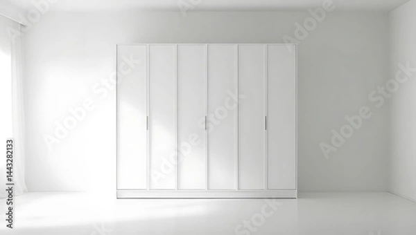 Obraz Minimalist White Wardrobe in a Bright, Empty Room