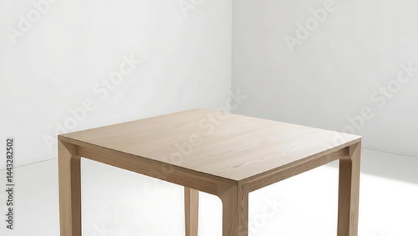 Obraz Modern Minimalist Square Wooden Table on White Background