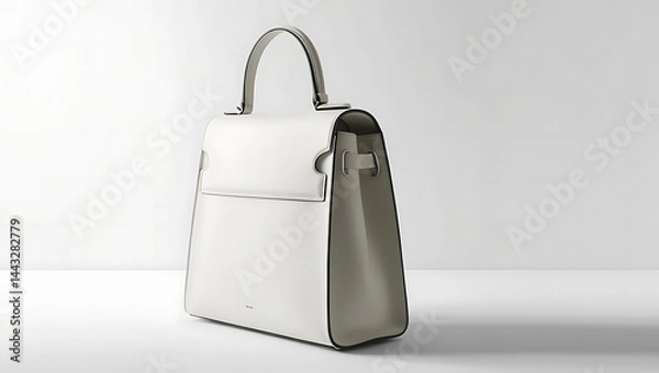 Obraz Elegant White Leather Handbag: Minimalist Studio Shot