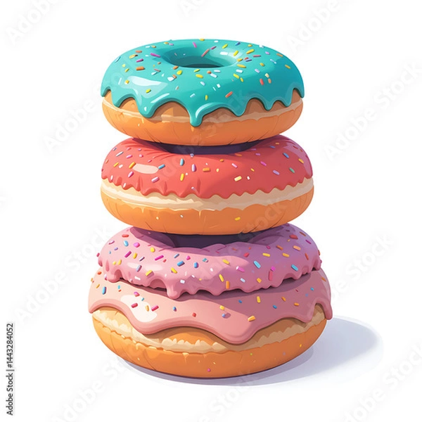 Obraz Stacked Donuts with Colorful Frosting