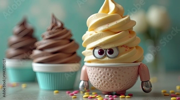 Obraz Three robotic ice creams on a glass surface