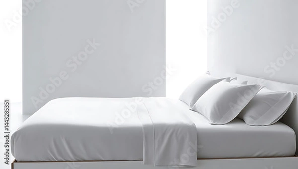 Obraz Minimalist White Bedding: Clean and Serene Bedroom Interior