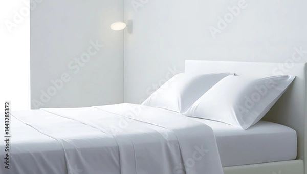Obraz Minimalist White Bedroom: Clean Lines and Serene Simplicity