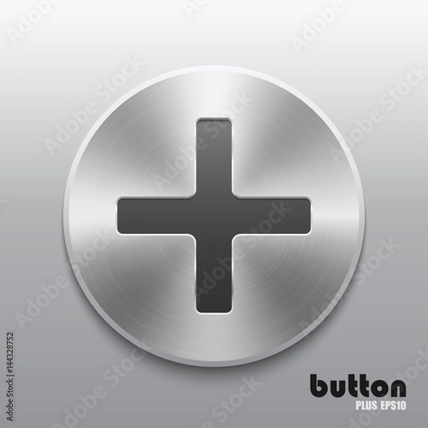 Obraz Round add level volume button with metal brushed texture