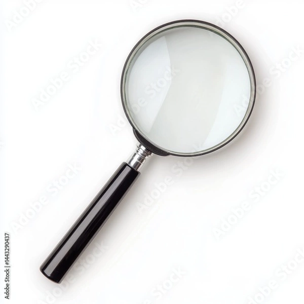 Fototapeta Vintage Magnifying Glass on White Background for Close-Up Views