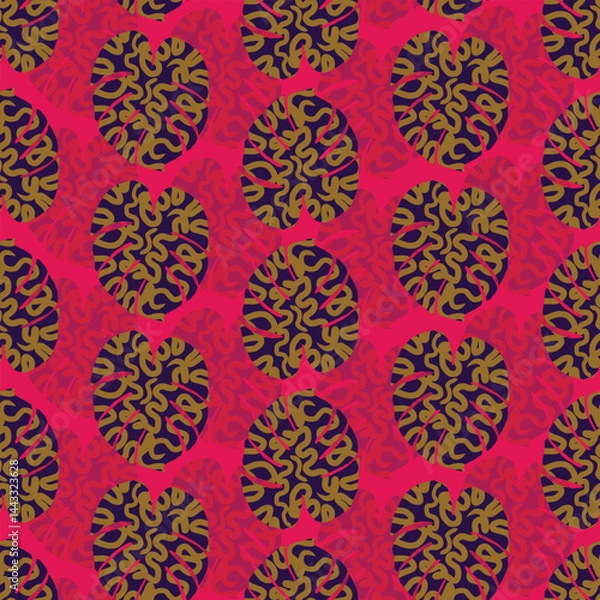 Obraz seamless hand drawn pattern with patterned tropical monstera