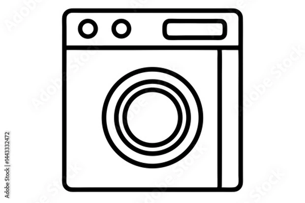 Obraz Washing Machine Icon – Line Art Vector for Laundry and Home Use

