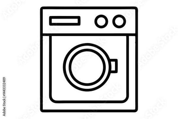 Obraz Washing Machine Icon – Line Art Vector for Laundry and Home Use

