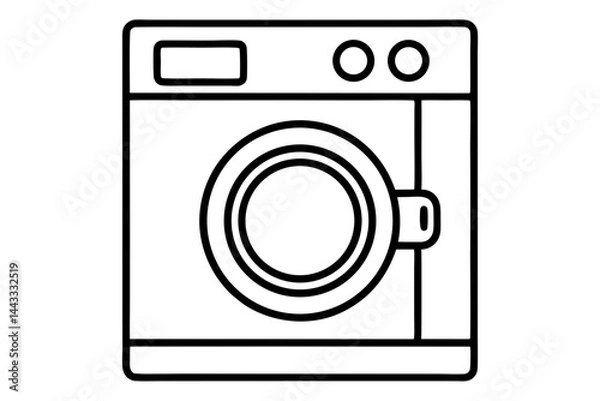 Obraz Washing Machine Icon – Line Art Vector for Laundry and Home Use

