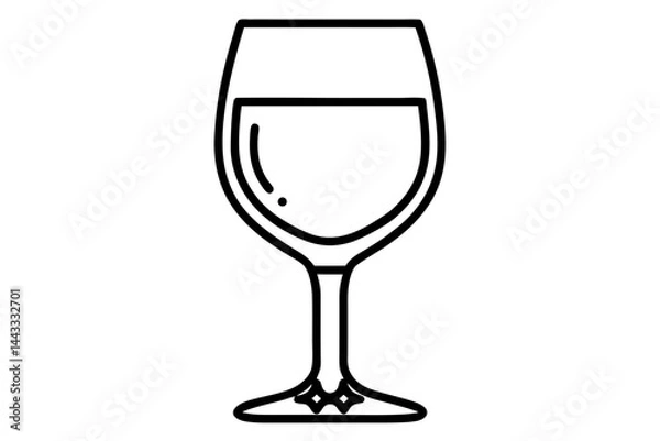 Obraz Wine Glass Icon – Line Art Vector for Drink and Celebration Themes

