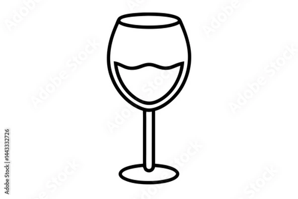 Obraz Wine Glass Icon – Line Art Vector for Drink and Celebration Themes

