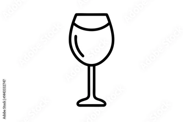 Obraz Wine Glass Icon – Line Art Vector for Drink and Celebration Themes

