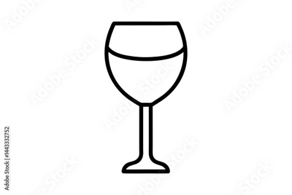 Obraz Wine Glass Icon – Line Art Vector for Drink and Celebration Themes

