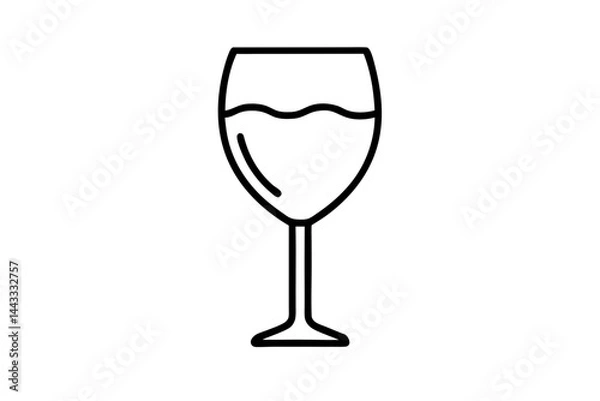 Obraz Wine Glass Icon – Line Art Vector for Drink and Celebration Themes

