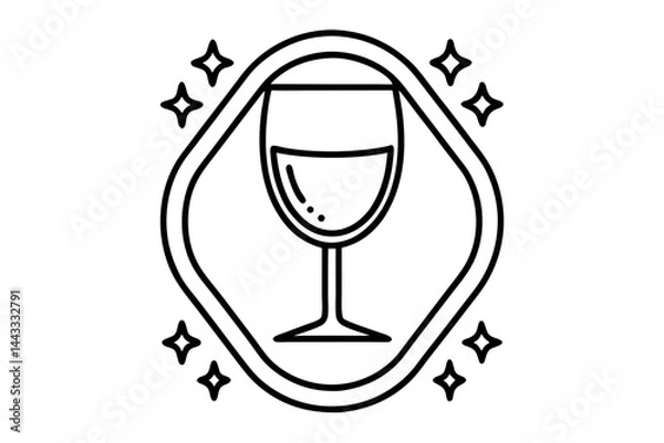 Obraz Wine Glass Icon – Line Art Vector for Drink and Celebration Themes

