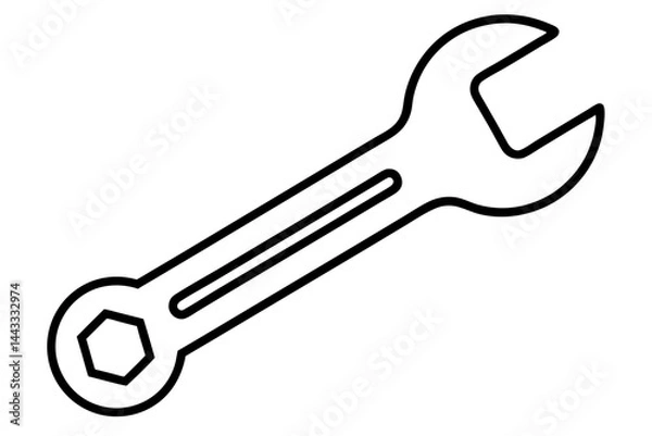 Obraz Wrench Icon – Outline Vector Tool for Maintenance and Repair

