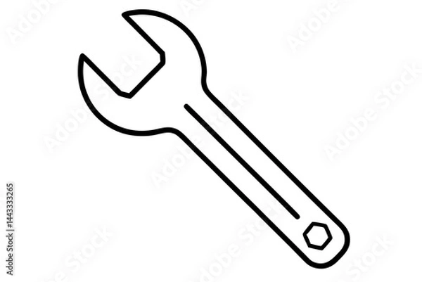 Obraz Wrench Icon – Outline Vector Tool for Maintenance and Repair

