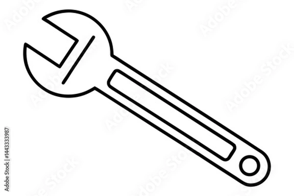 Obraz Wrench Icon – Outline Vector Tool for Maintenance and Repair

