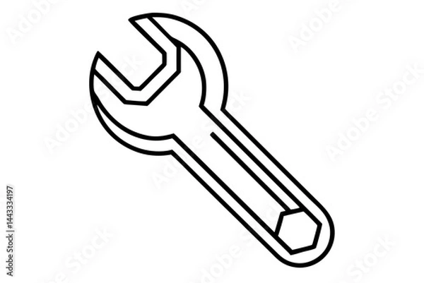 Obraz Wrench Icon – Outline Vector Tool for Maintenance and Repair

