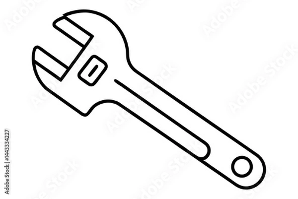 Obraz Wrench Icon – Outline Vector Tool for Maintenance and Repair

