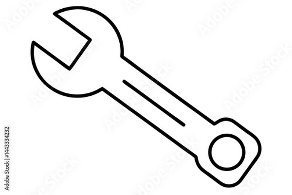 Obraz Wrench Icon – Outline Vector Tool for Maintenance and Repair

